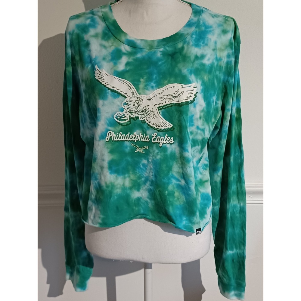 Philadelphia Eagles Womens Sz Med NFL Team Apparel‎ Tie dye Crop Long Sleeve Top